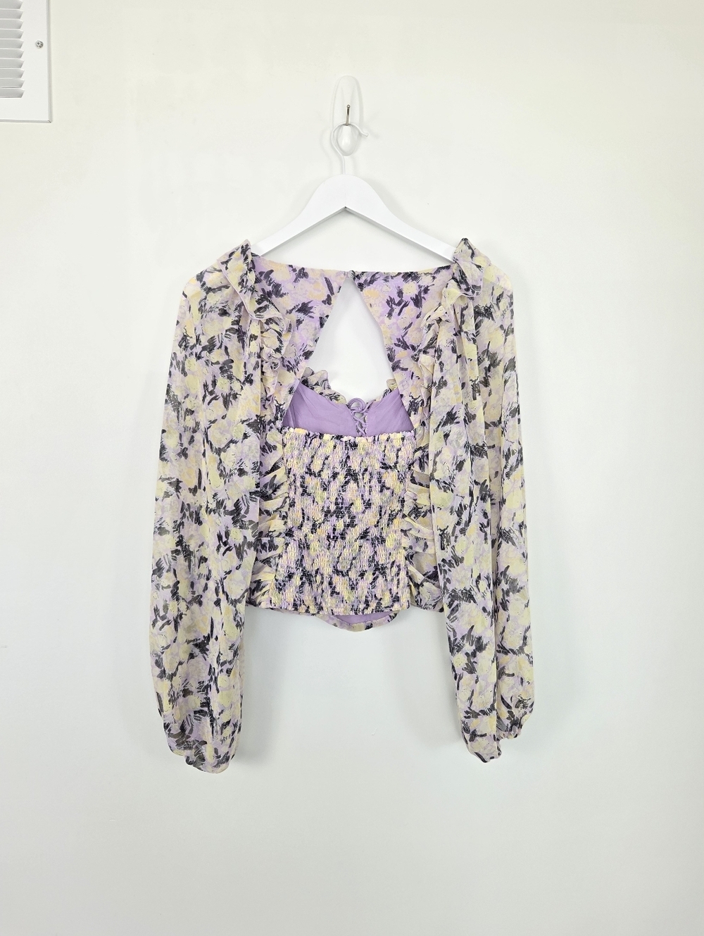 Free People Lilac Combo Mabel Print Blouse Size S - Picture 4 of 11
